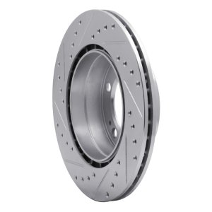 Porsche Boxster Brake Rotor (1) - Rear Right - R1 Concepts - Drilled & Slotted - Silver - `97-`04